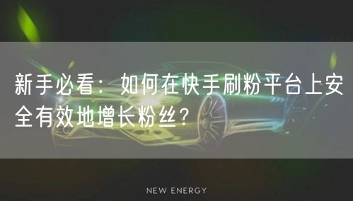 新手必看：如何在快手刷粉平台上安全有效地增长粉丝？