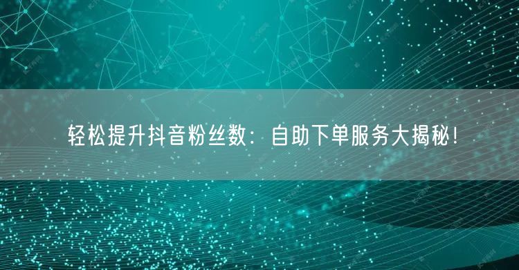 轻松提升抖音粉丝数：自助下单服务大揭秘！