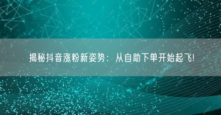 揭秘抖音涨粉新姿势：从自助下单开始起飞!