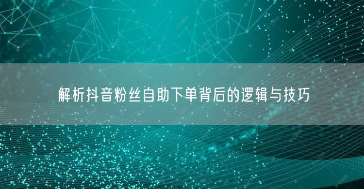 解析抖音粉丝自助下单背后的逻辑与技巧