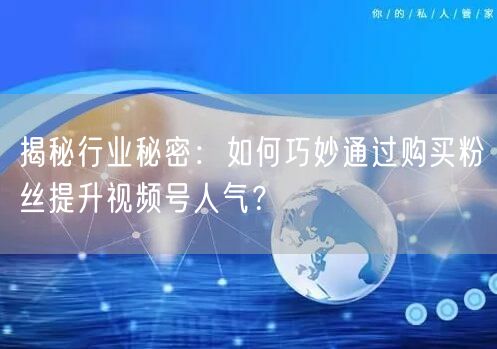 揭秘行业秘密：如何巧妙通过购买粉丝提升视频号人气？