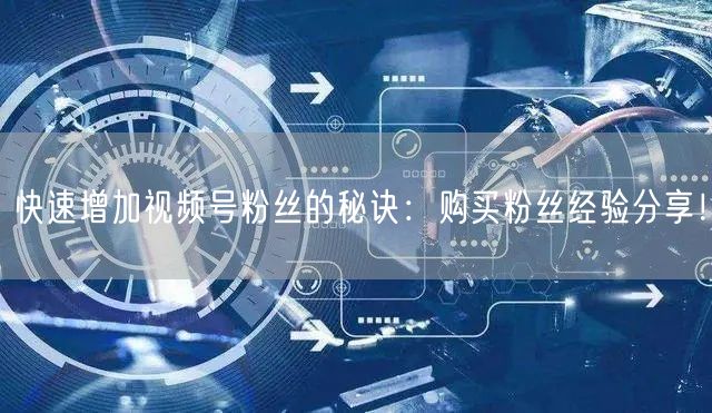 快速增加视频号粉丝的秘诀：购买粉丝经验分享！