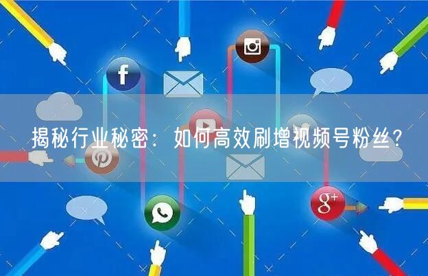揭秘行业秘密：如何高效刷增视频号粉丝？