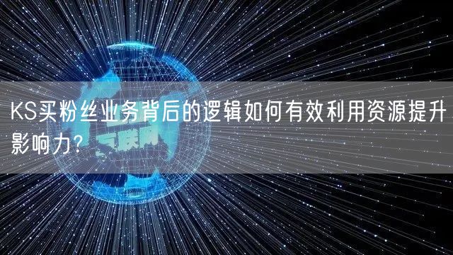 KS买粉丝业务背后的逻辑如何有效利用资源提升影响力？