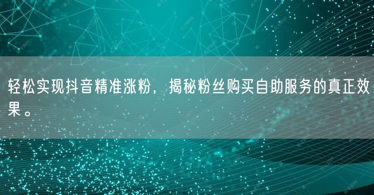 轻松实现抖音精准涨粉，揭秘粉丝购买自助服务的真正效果。