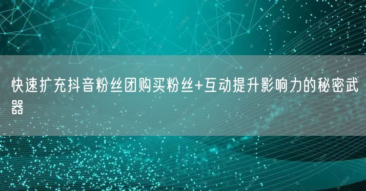 快速扩充抖音粉丝团购买粉丝+互动提升影响力的秘密武器