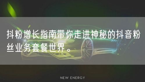 抖粉增长指南带你走进神秘的抖音粉丝业务套餐世界。